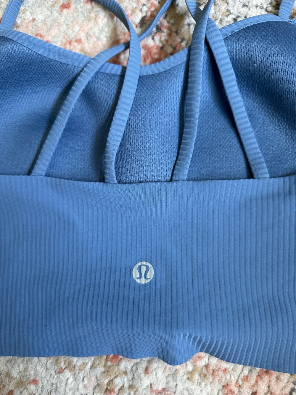 lululemon athletica like a cloud ribbed long-line sports bra blue